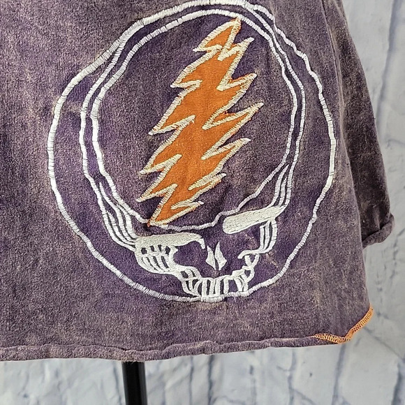 GRATEFUL DEAD Open Back Skull Graphic Blue Shirt Chest 32 in. Length 21.5 in - Picture 3 of 9